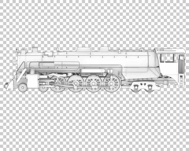 Locomotora en la ilustración de renderizado 3d de fondo transparente