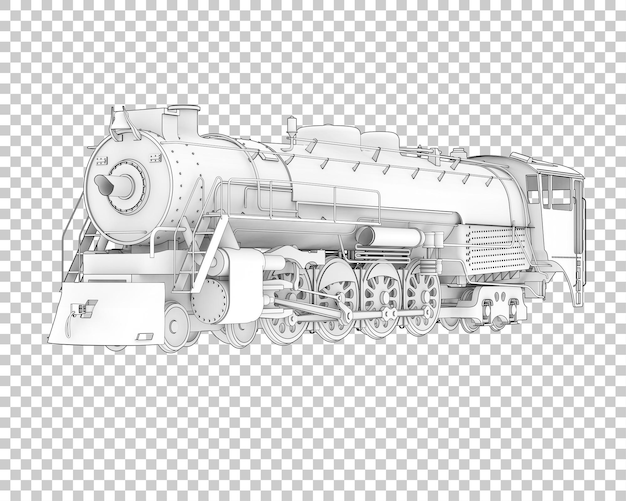 Locomotora en la ilustración de renderizado 3d de fondo transparente