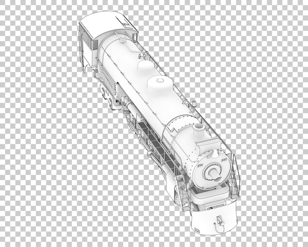 Locomotora en la ilustración de renderizado 3d de fondo transparente