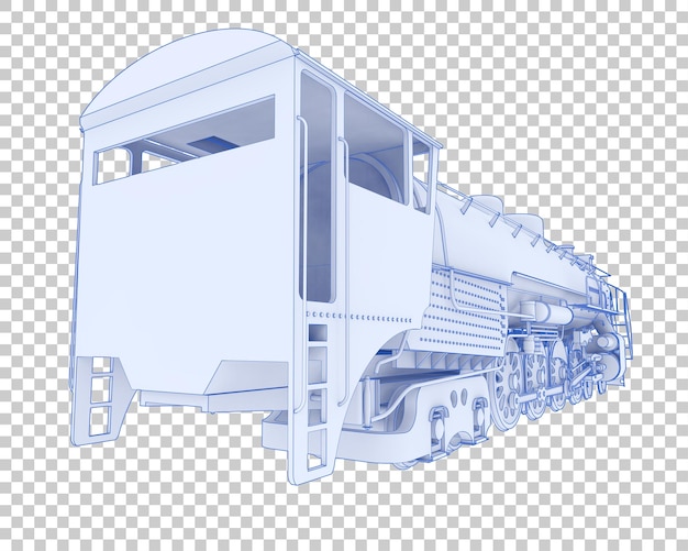 Locomotora en la ilustración de renderizado 3d de fondo transparente