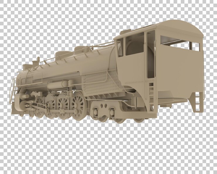 PSD locomotora en la ilustración de renderizado 3d de fondo transparente