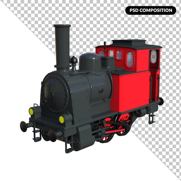 PSD locomotora de vapor renderizado 3d aislado