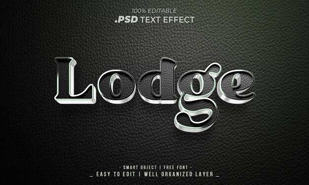 Lodge 3D Metallic Text Effect on Leather Texture