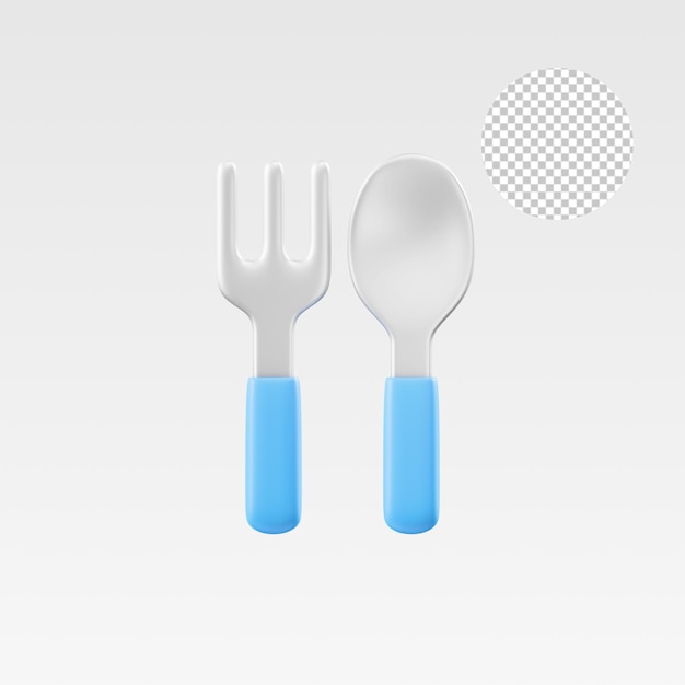 Löffel und Gabel 3D-Illustration