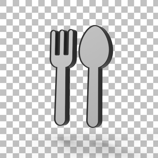Löffel und Gabel 3D-Symbol