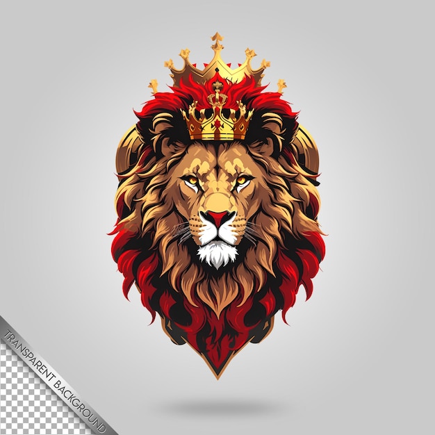 Löwenkopf-Logo-Maskottchen mit transparentem Hintergrund