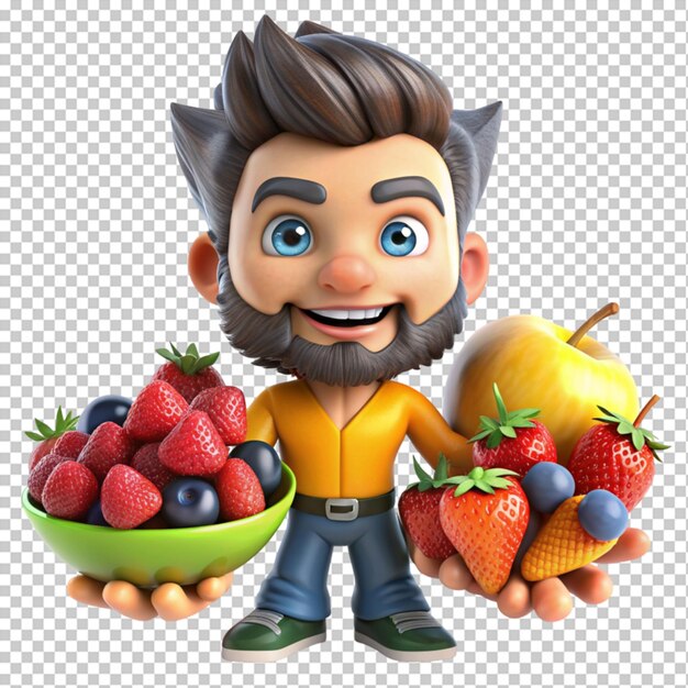 PSD logan com frutas doces em fundo transparente