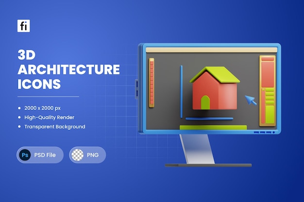 PSD logiciel cao d'architecture d'illustration 3d