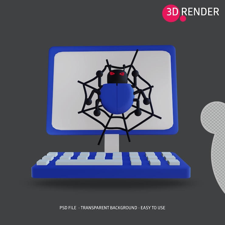 PSD logiciel malveillant d'icône 3d