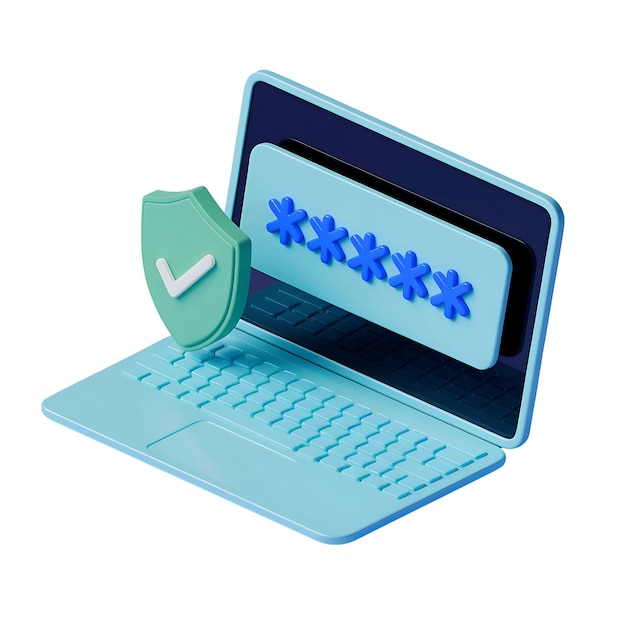 Login seguro para um computador com um escudo