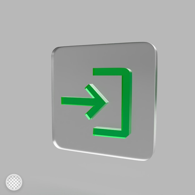 Login-Symbol mit 3D-Rendering-Darstellung mit Glaseffekt