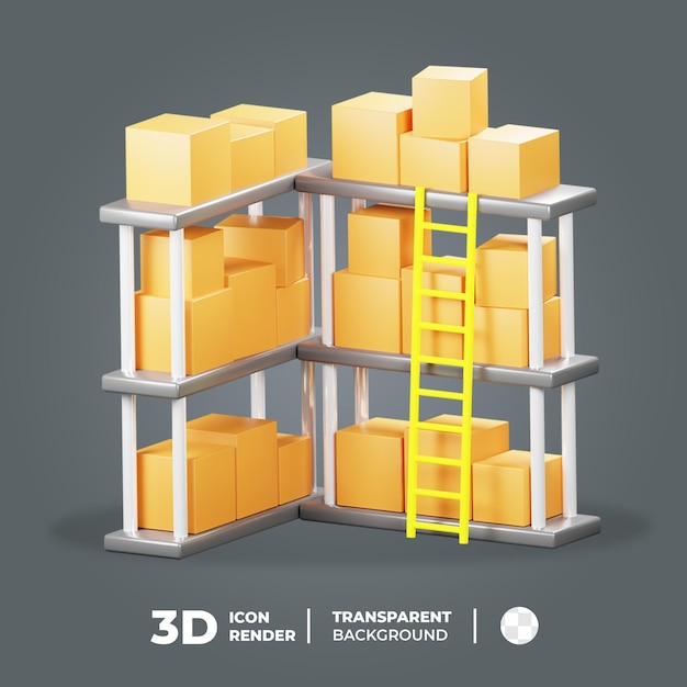 PSD logística de fabricação de ícones 3d