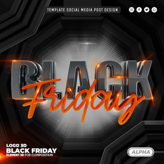 Logo 3d Black Friday Pour La Composition