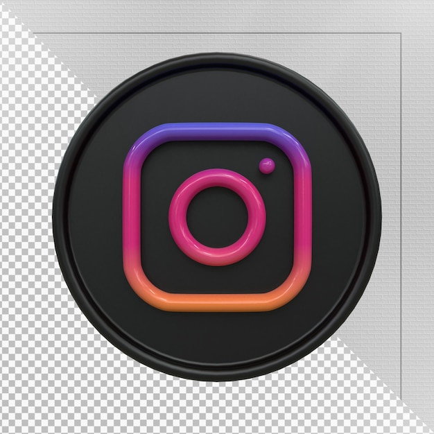 PSD logo 3d brillant noir instagram et conception d'icônes 3d de médias sociaux