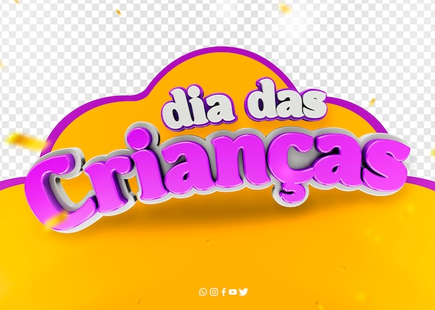 PSD logo 3d celebração dia das crianças no brasil dia das criancas no brasil