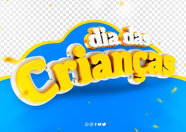 PSD logo 3d celebração dia das crianças no brasil dia das criancas no brasil