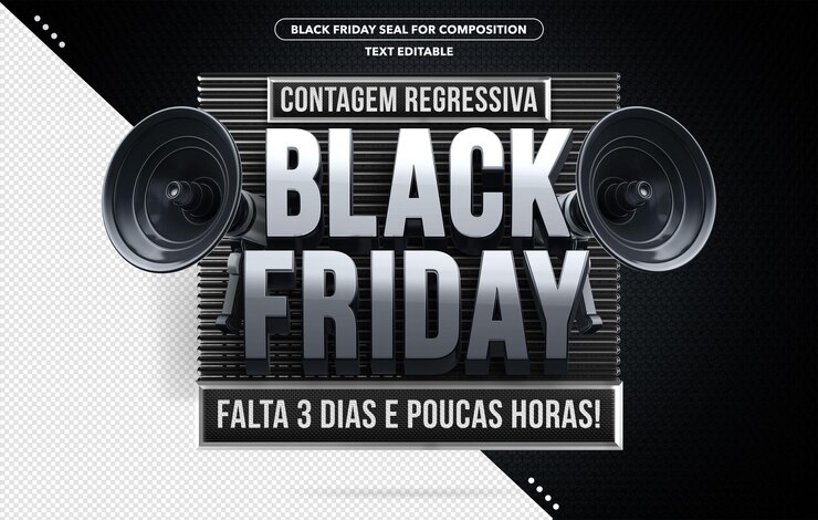 PSD logo 3d cuenta regresiva viernes negro