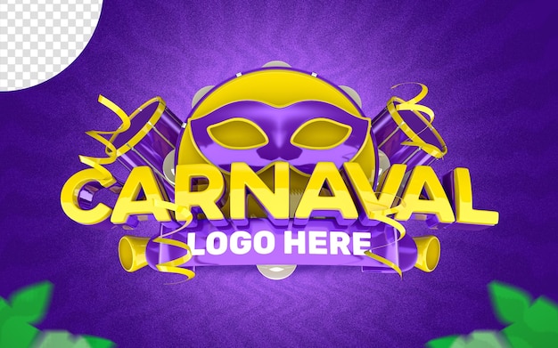 Logo 3D dell'elemento di carnevale del Brasile per il rendering PSD di composizione