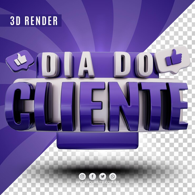 PSD logo 3d del día del cliente para empresas