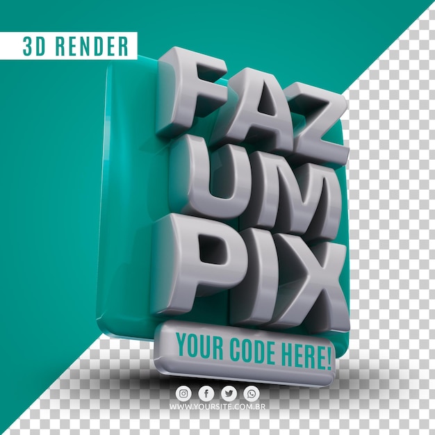 PSD logo 3d du système de paiement pix