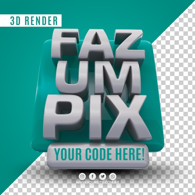 PSD logo 3d du système de paiement pix