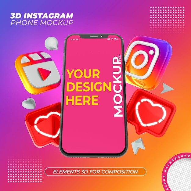 Logo 3d Et éléments Instagram Pour La Composition