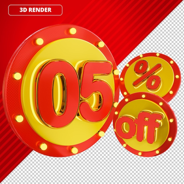 Logo 3d Grandes Offres Supermarché Pourcentage De Remise Rouge Jaune 05