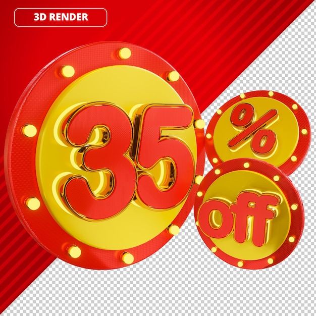 Logo 3d Grandes Offres Supermarché Pourcentage De Remise Rouge Jaune 35