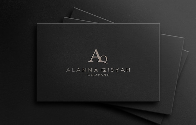 Logo 3d maquette texturé luxe sur papier noir