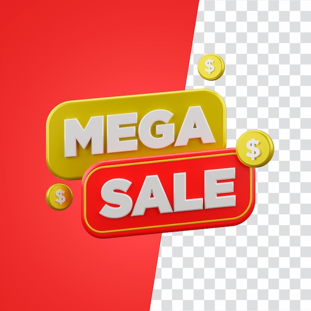 Logo 3d mega sale rot und tellow