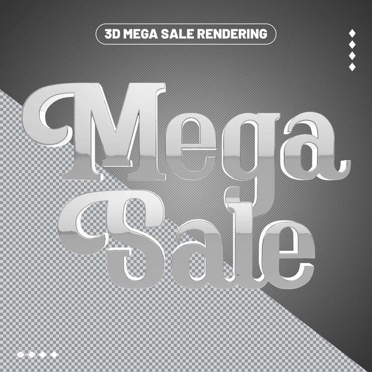 PSD logo 3d mega sale untuk promosi