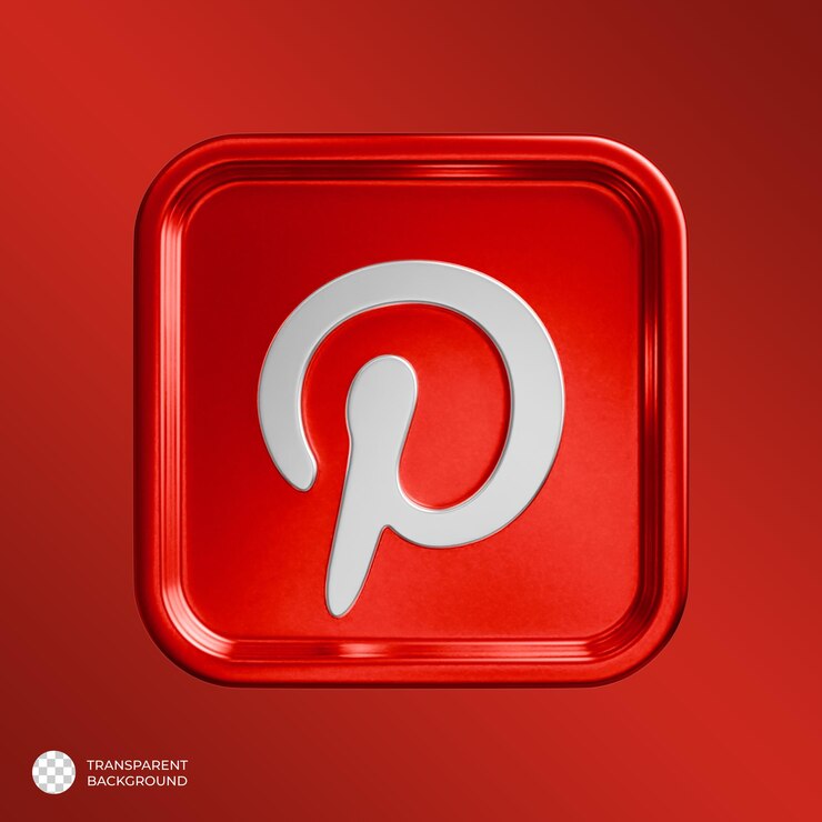 PSD le logo 3d métallique de pinterest