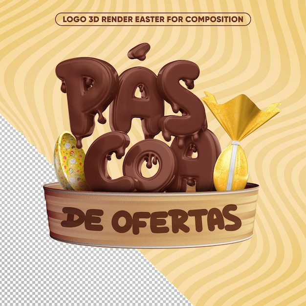 PSD logo 3d offres de pâques pour la composition