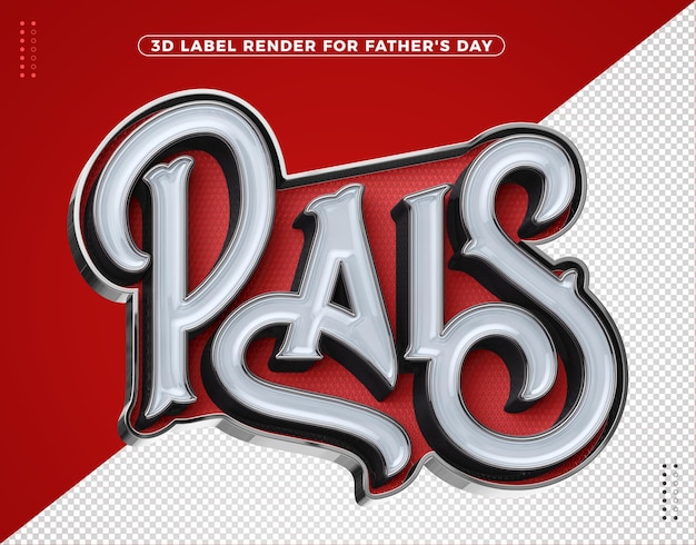 Logo 3d realistico della festa del papà rosso per le composizioni