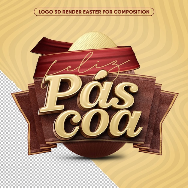 Logo 3d render feliz pascua para composición