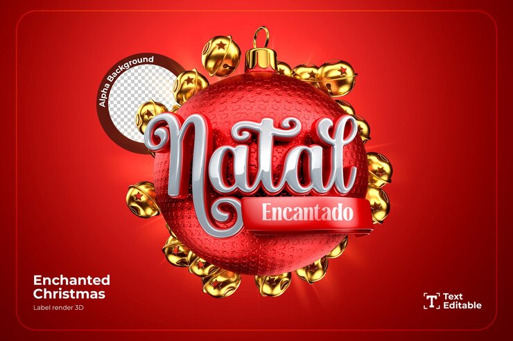 Logo 3D render navidad encantada