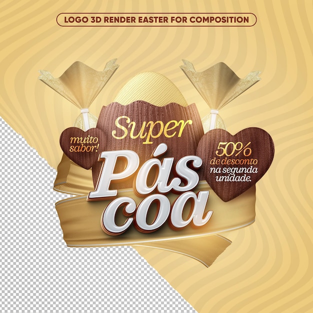 Logo 3d render super easter con mucho sabor