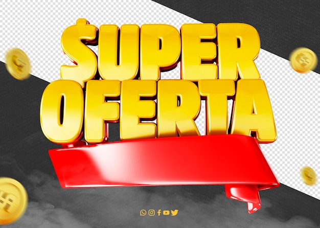 Logo 3d render super oferta para composições de promoção