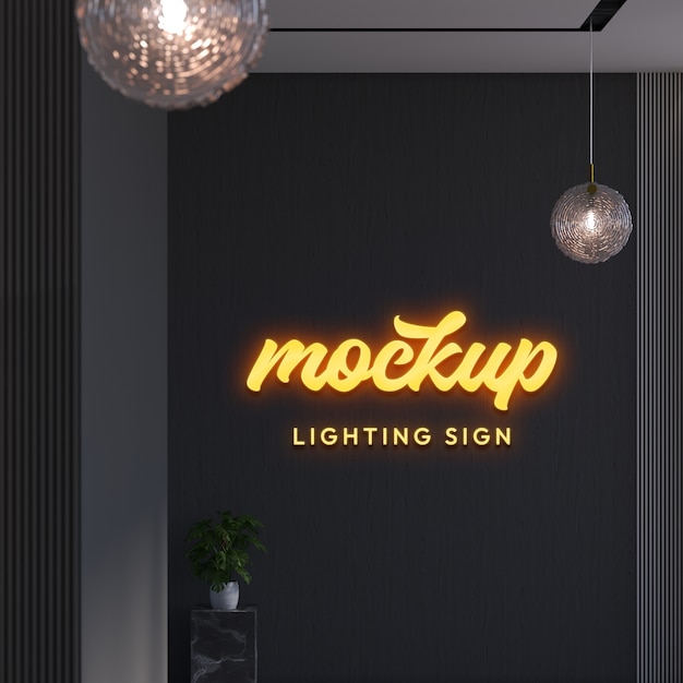 Logo auf einem dunklen Wandmodell