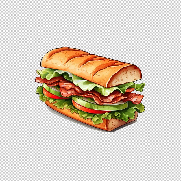 PSD logo de l'autocollant blt sandwich à fond isolé