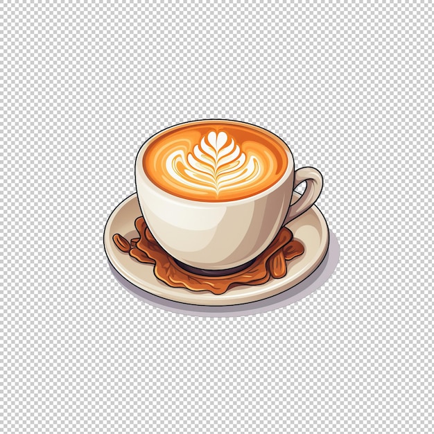 Le Logo De L'autocollant Cappuccino Est Un Fond Isolé.