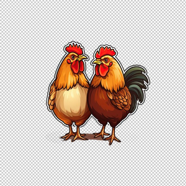 PSD logo de l'autocollant poulet et pommes de terre isolés