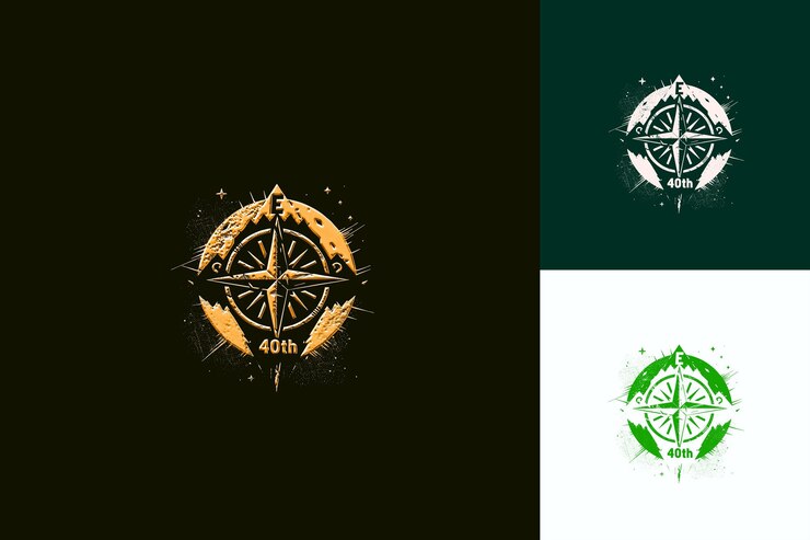 PSD logo de aventura con texto 40o emblema logo con una brújula s vector colecciones de diseño abstracto