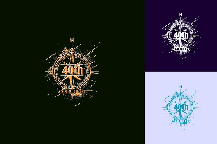 PSD logo de aventura con texto 40o emblema logo con una brújula s vector colecciones de diseño abstracto