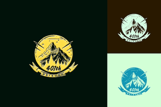 Logo avventuroso con testo 40° Emblema Logo con un vettore di montagna Collezioni di design astratto