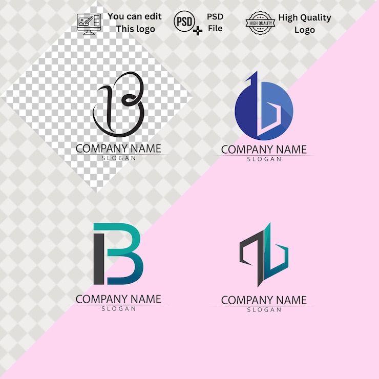 PSD logo b minimalista moderno