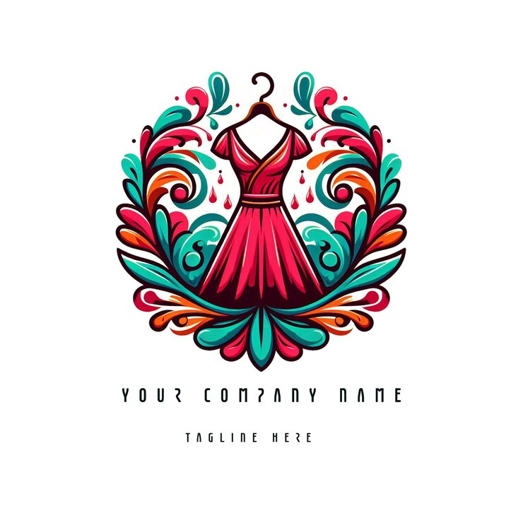 PSD logo de boutique de mode avec une couronne de fleurs