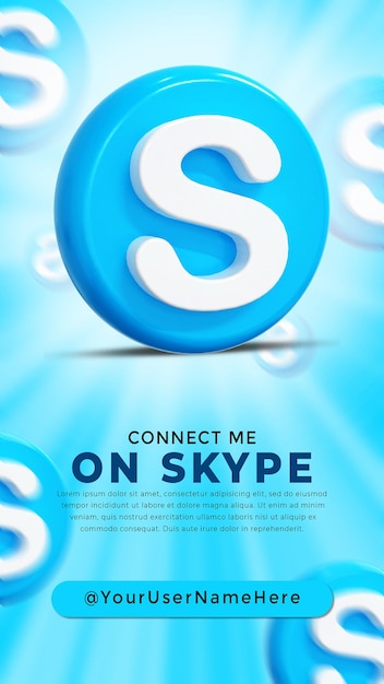 PSD logo brillant skype et icônes de médias sociaux