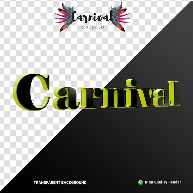 Logo De Carnaval De Rendu 3d Avec Des Paillettes Violettes Réalistes
