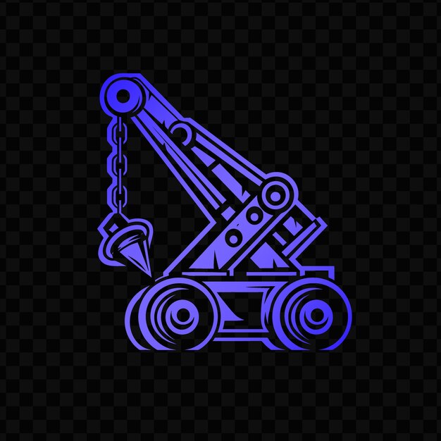 PSD logo de catapulte historique vectoriel psd avec bras et roues pour la décoration wi design créatif encrage de tatouage